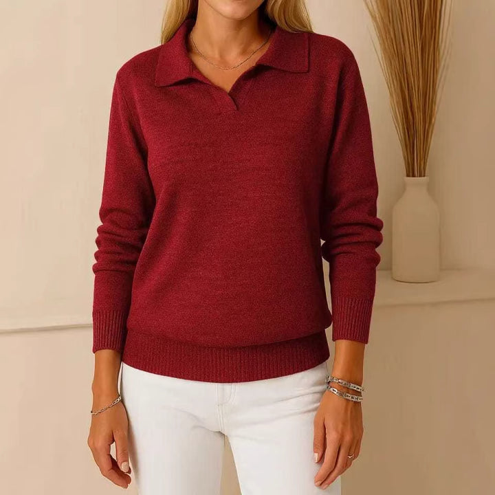 Damen hochwertiger Pullover im Polo-Stil Drune