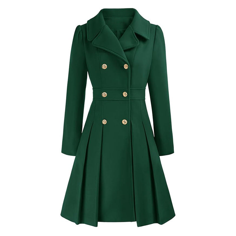 Damen Eleganter Trenchcoat mit tailliertem Schnitt und Plissee-Detail Drune
