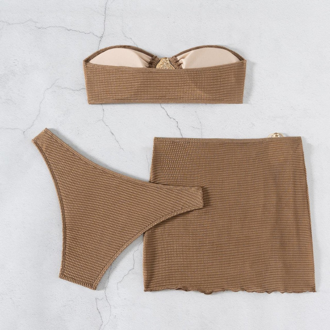 Damen Bandeau-Bikini-Set mit elegantem Drapierungsdetail Drune