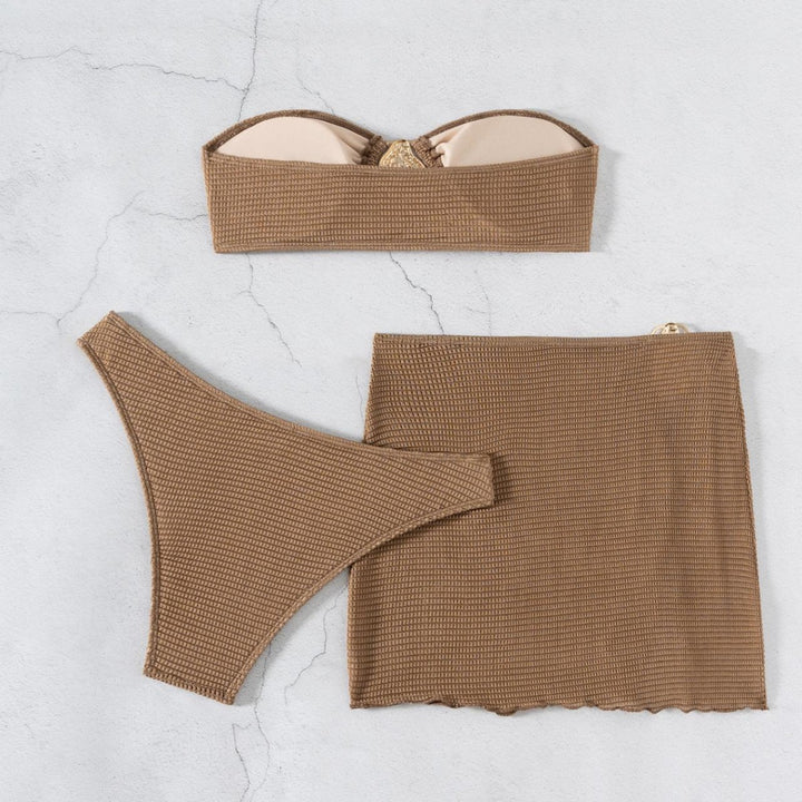 Damen Bandeau-Bikini-Set mit elegantem Drapierungsdetail Drune