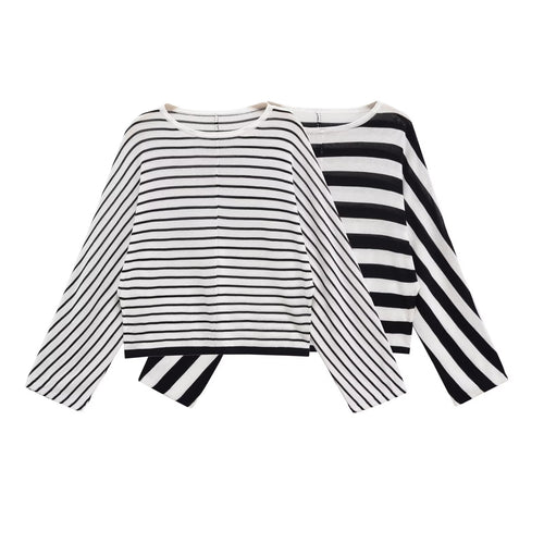 Damen gestreiftes Oversize-Pullover Drune