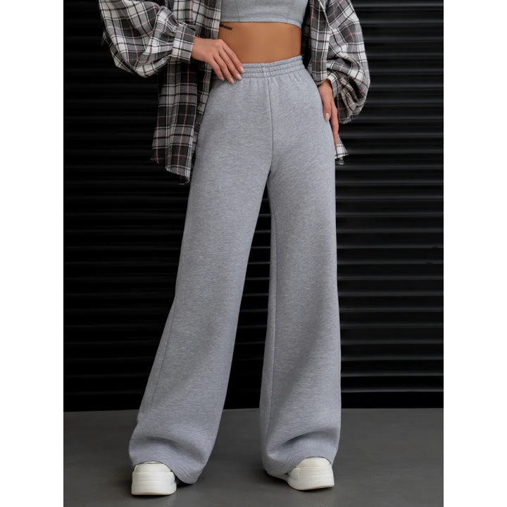 Damen nan fließende Palazzo-Loungehose mit extra weitem Bein elastischem Komfortbund und dezenten Eingrifftaschen Drune
