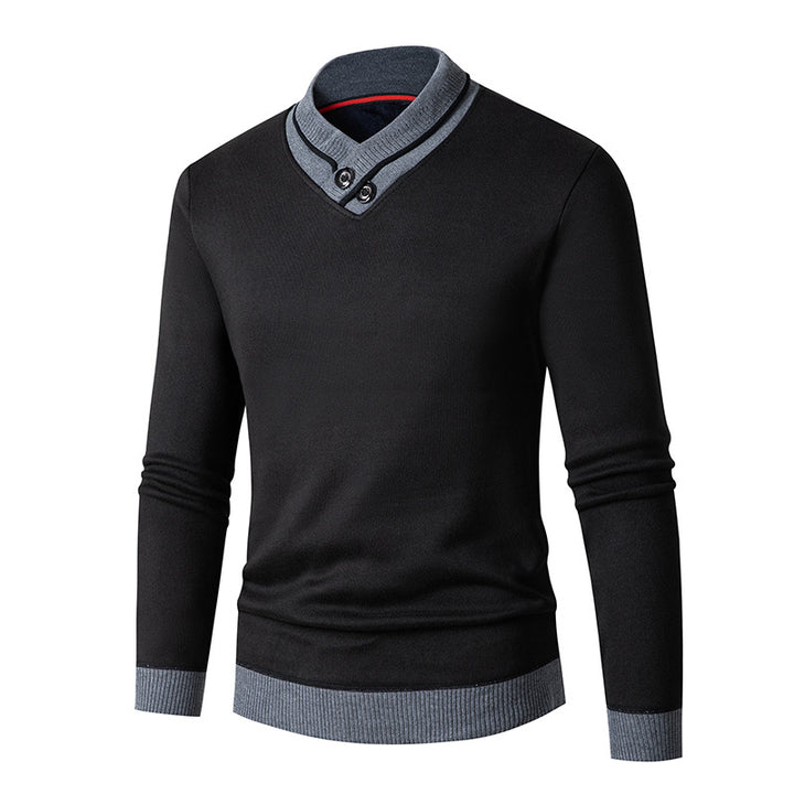 Herren eleganter V-Ausschnitt Pullover mit modischem Kragen Drune