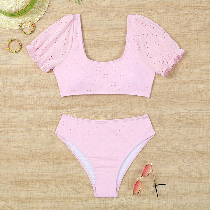 Damen Bikiniset mit Puffärmeln und floralen Details Drune