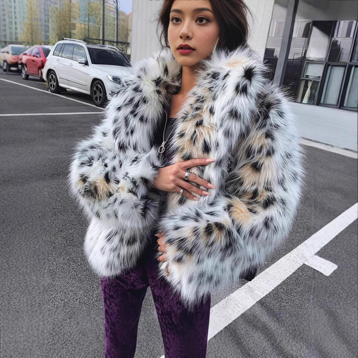 Damen Fluffy Kunstfell Jacket Drune