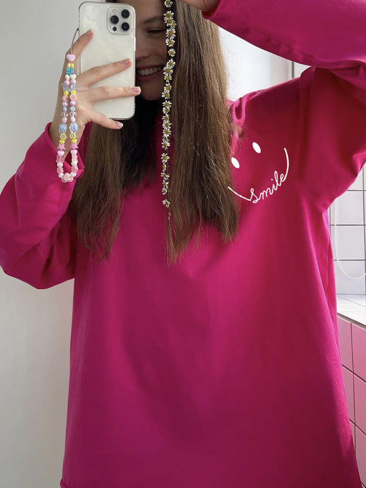 Damen lässiges Sweatshirt mit lächelndem Print Drune