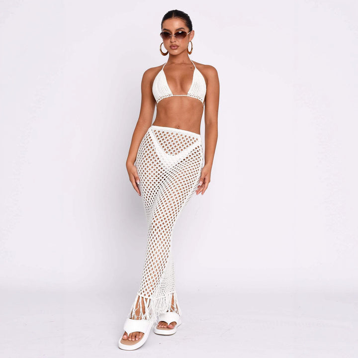 Damen gehäkelter Bikini und Röhrenhose Set Drune