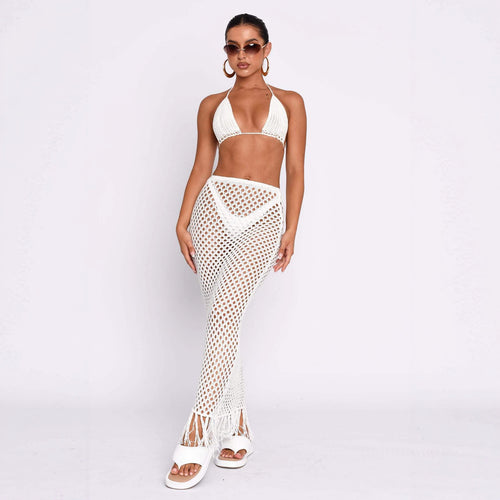Damen gehäkelter Bikini und Röhrenhose Set Drune