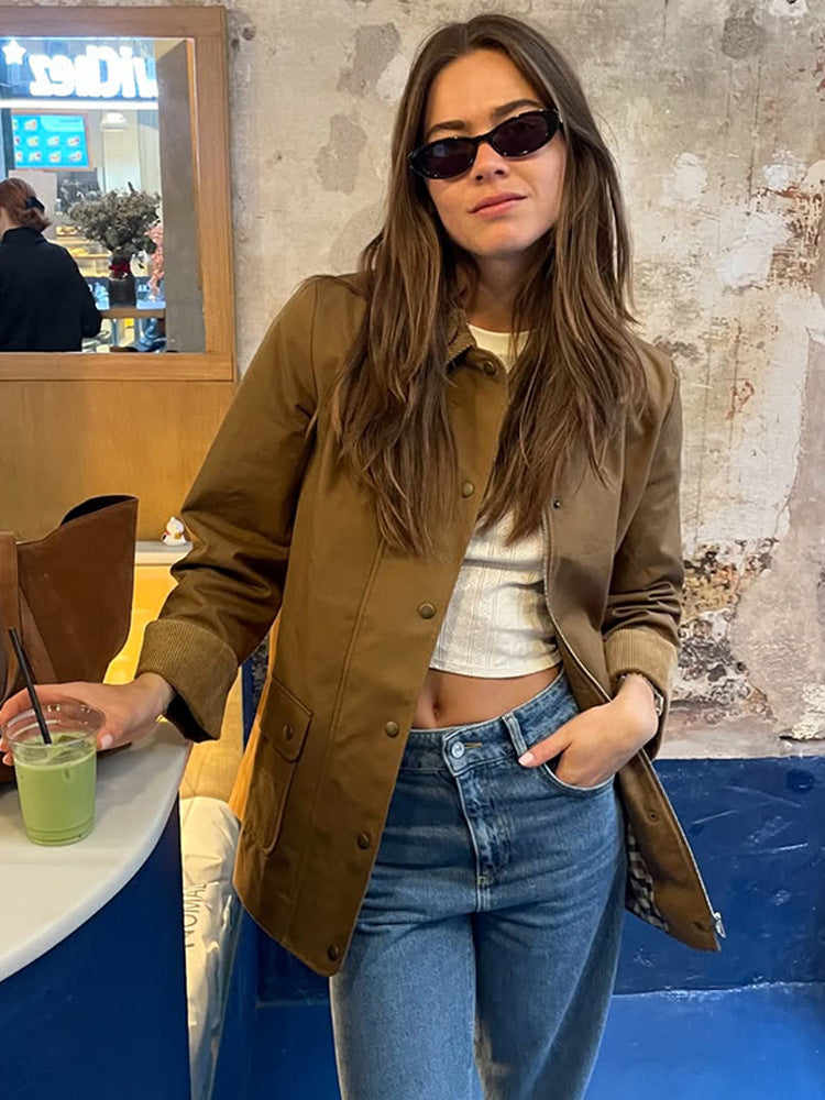 Damen modische Utility-Jacke mit praktischen Taschen Drune