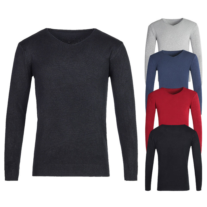 Herren nan feiner V-Ausschnitt-Pullover aus Baumwoll-Merino-Mix mit schmaler Silhouette Drune