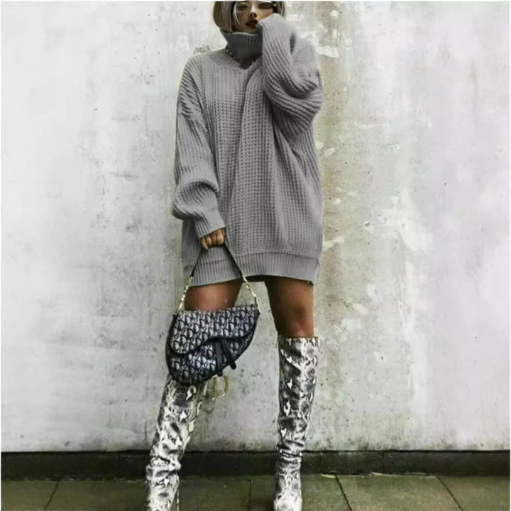 Damen Grobstrickpullover mit hochgeschlossenem Kragen und lässigem Oversized-Schnitt Drune
