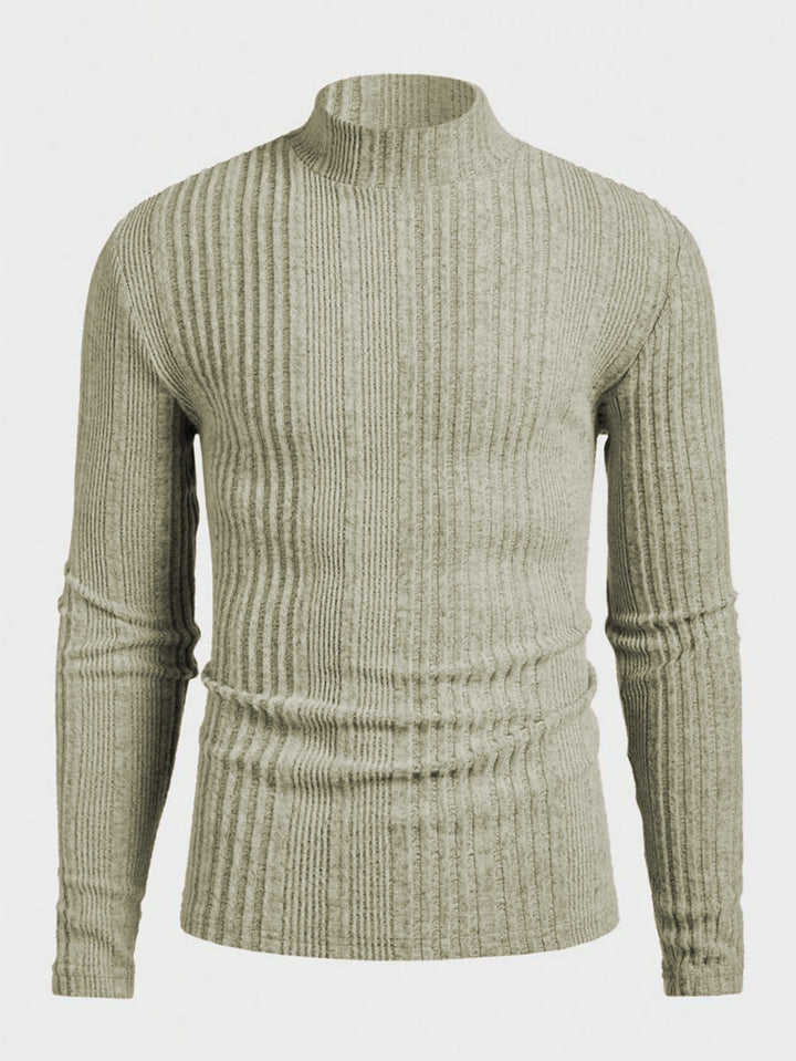 Herren Strickpullover mit hohem Kragen und Rippstruktur Drune
