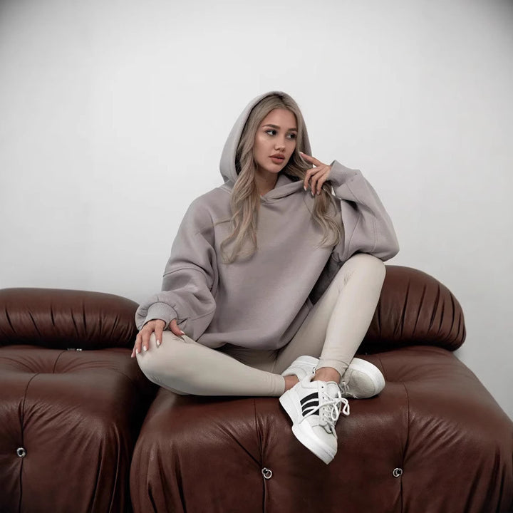 Damen oversized Kapuzenpullover mit Drop-Shoulder-Schnitt Drune