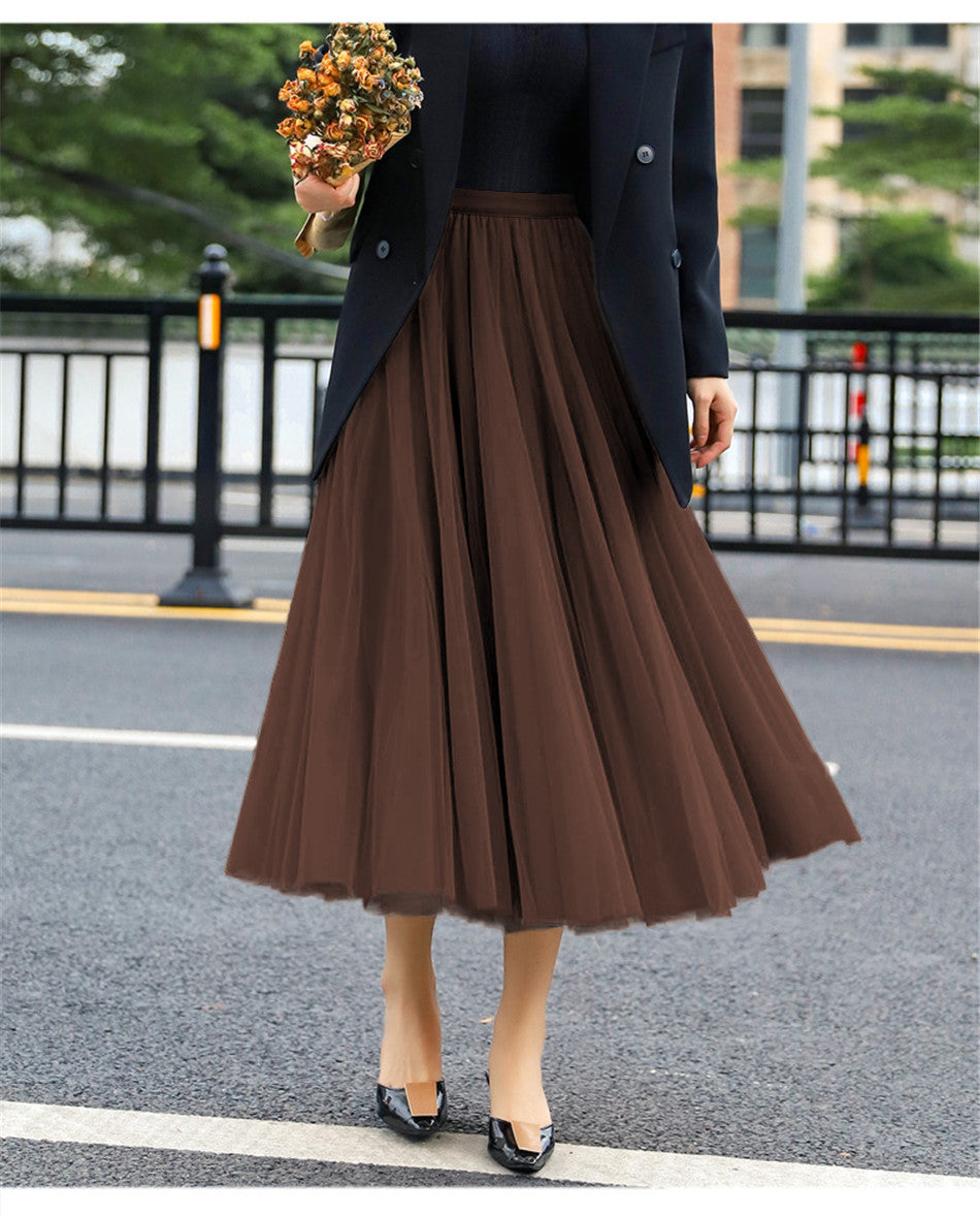 Damen Eleganter Tüll-Rock mit weit schwingendem Schnitt und dehnbarem Bund Drune