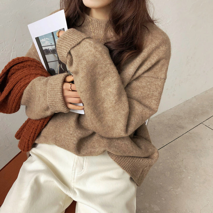 Damen Oversized Strickpullover mit Rippdetails Drune
