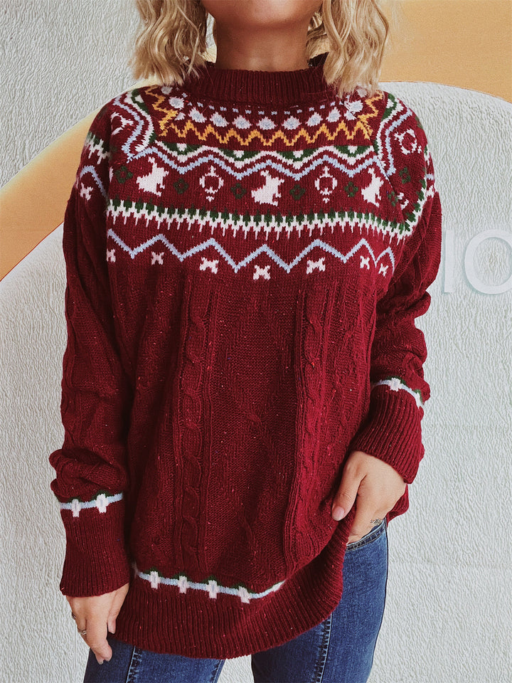 Damen Grobstrickpullover mit festlichem Muster und modernem Zopfdessin Drune
