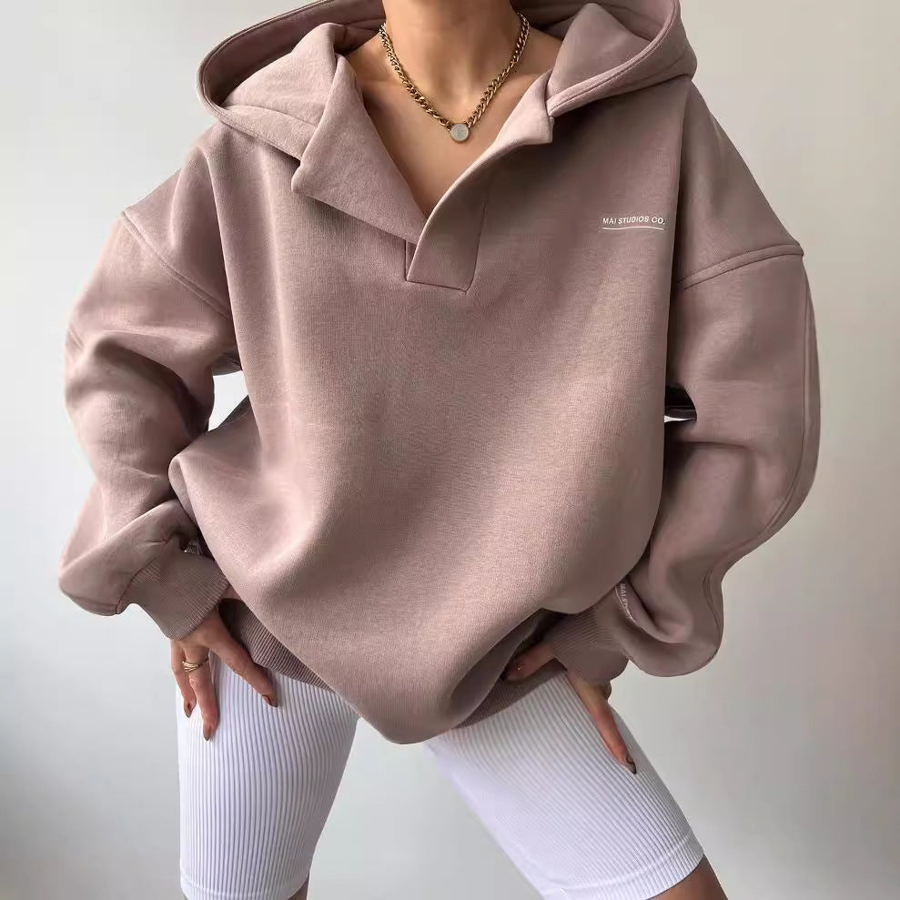 Damen oversized Kapuzenpullover mit lässigem Schnitt und sportlicher Ästhetik Drune