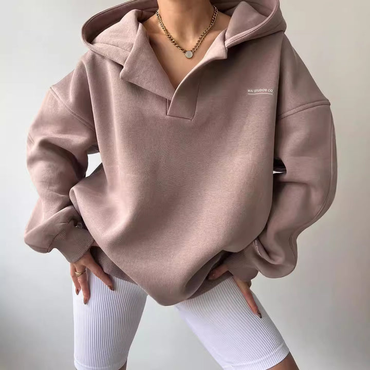 Damen oversized Kapuzenpullover mit lässigem Schnitt und sportlicher Ästhetik Drune