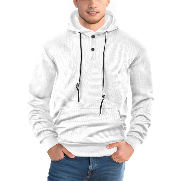 Herren modischer Kapuzenpullover mit strukturiertem Gewebe und Knopfleiste Drune