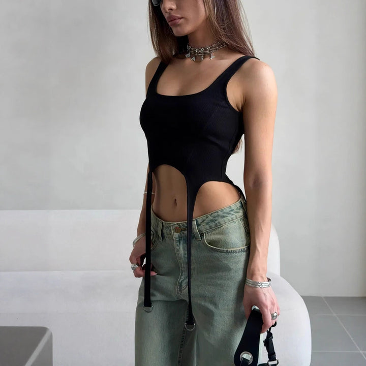 Damen Crop-Top mit innovativem Schnitt und einzigartigen Binde-Details Drune