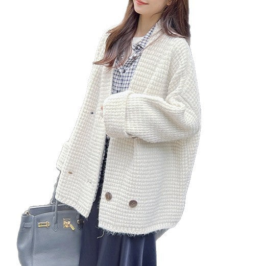 Damen Strickjacke mit doppeltem Knopfverschluss und weichem Material Drune