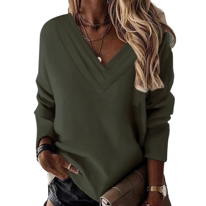 Damen Lässiges V-Ausschnitt Pullover mit eleganten Falten Drune