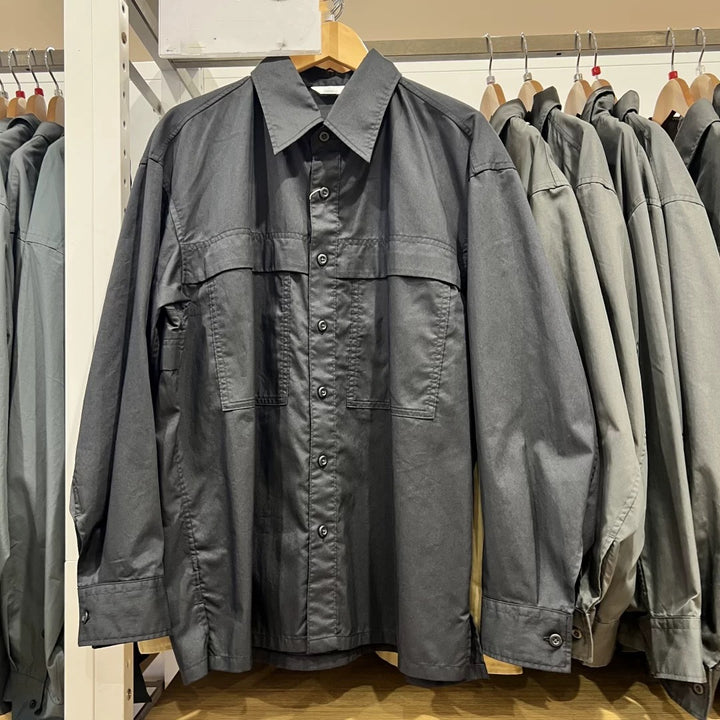 Damen lässige Overshirt mit mehreren Taschen Drune