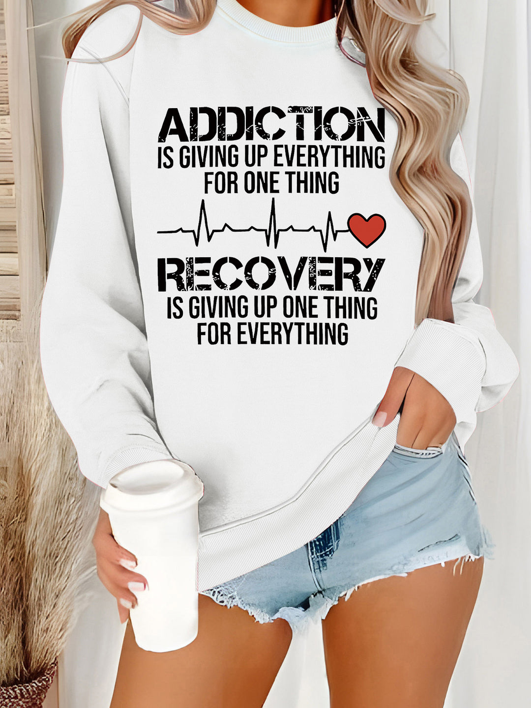 Damen Sweatshirt mit inspirierendem Druck und lässigem Schnitt Drune