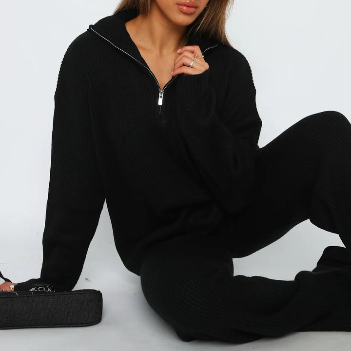 Damen nan Feinstrickpullover mit hohem Kragen und verdecktem Reißverschluss Drune