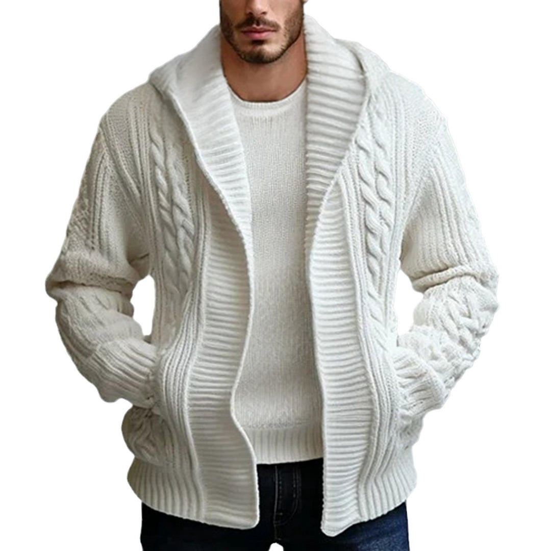 Herren Grobstrickjacke mit weitem Kragen und Kabelmuster Drune