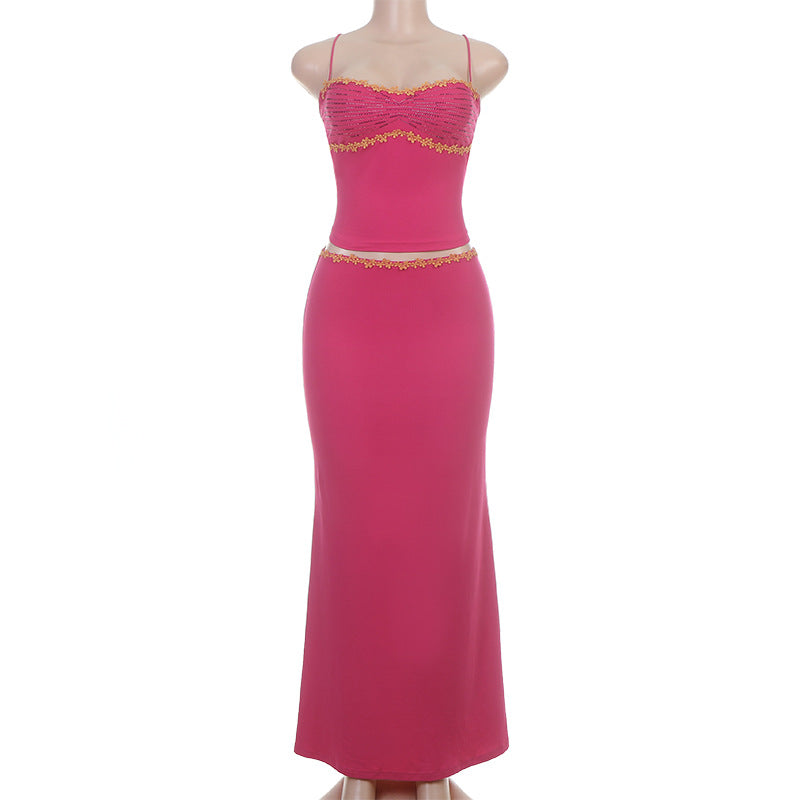 Damen elegantes Maxikleid mit raffinierten Spitzendetails Drune