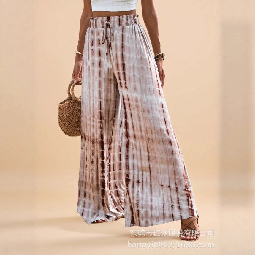 Damen Weit geschnittene Sommerhose mit elastischem Bund und einzigartigem Batikmuster Drune