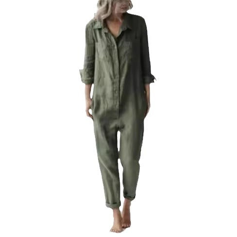 Drune | Damen Utility Jumpsuit mit Langen Ärmeln und Taschen