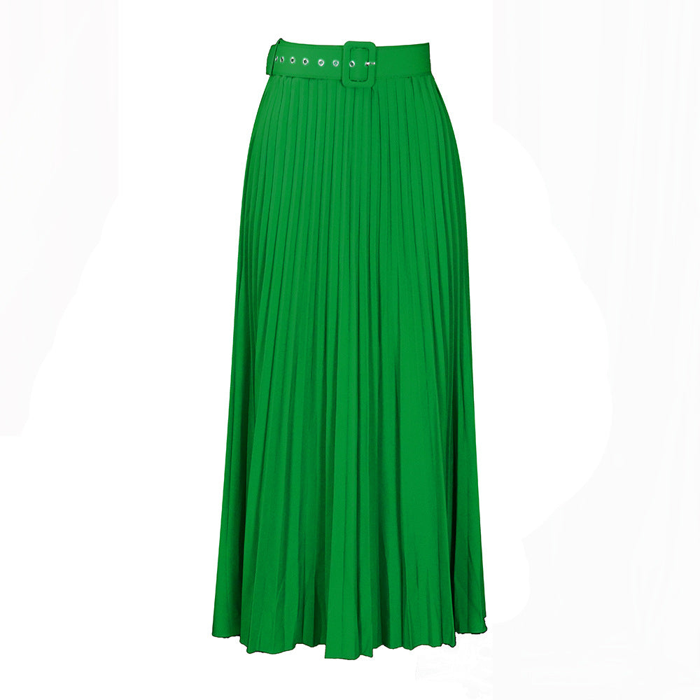 Damen Plissierter Midirock mit elegante Taillierung und abnehmbarem Gürtel Drune