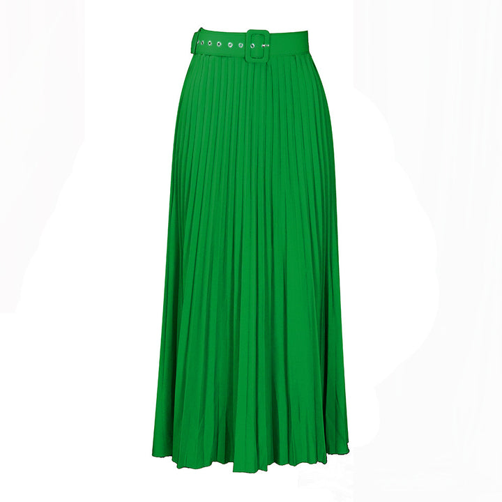 Damen Plissierter Midirock mit elegante Taillierung und abnehmbarem Gürtel Drune