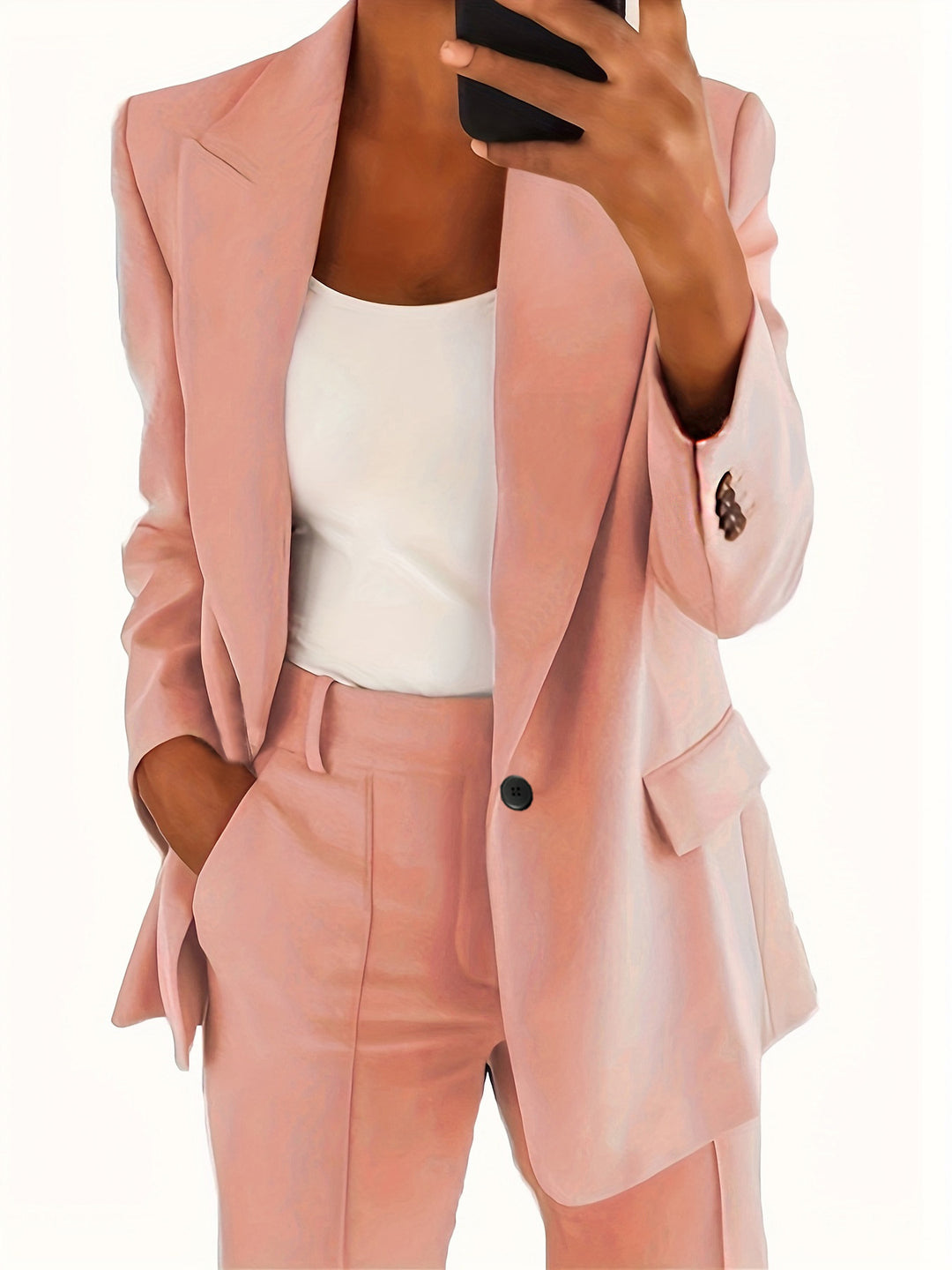 Damen nan taillierter Blazer-Hosen Businessanzug aus Stretchstoff Drune