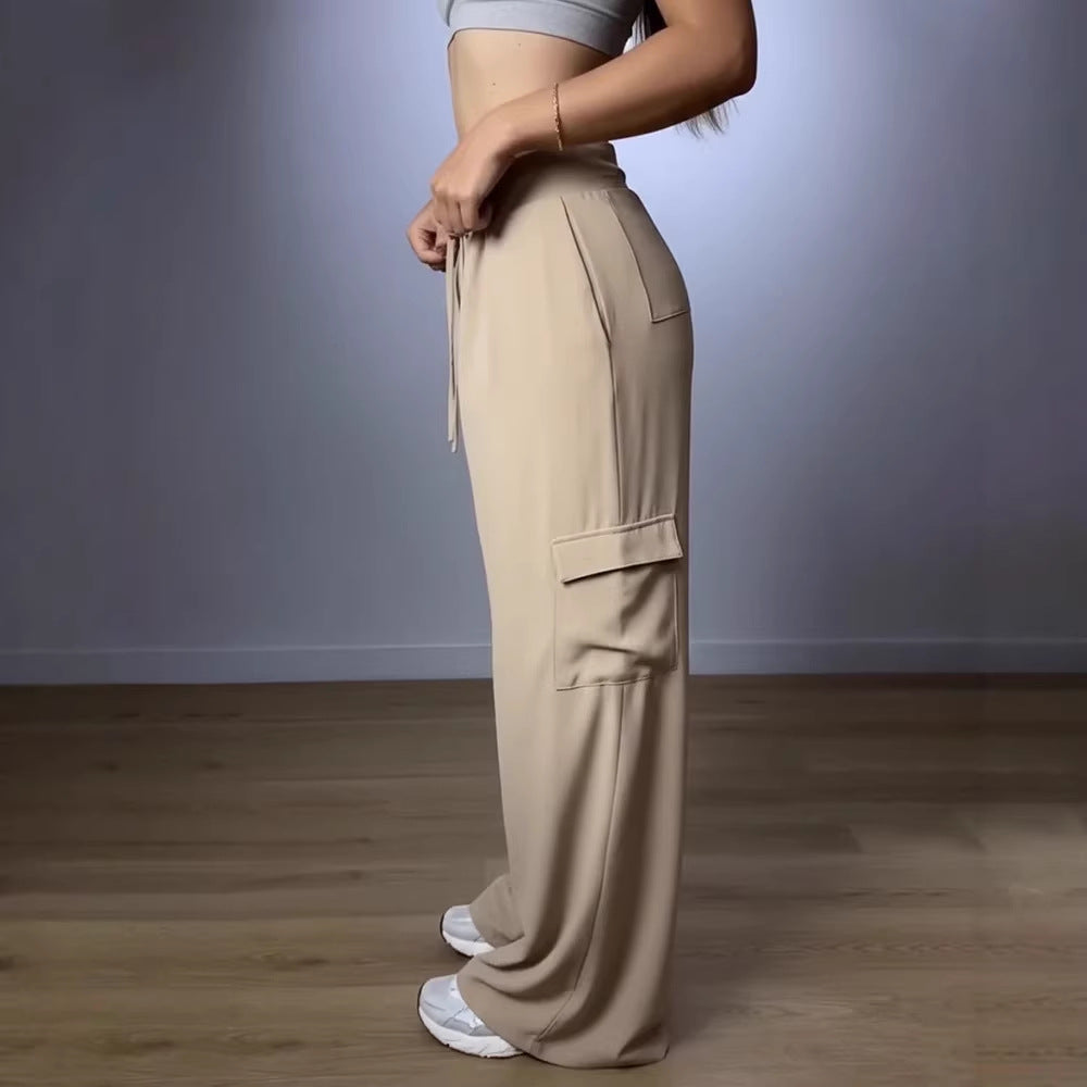 Damen weite Cargo-Hose mit elastischem Bund und praktischen Taschen Drune