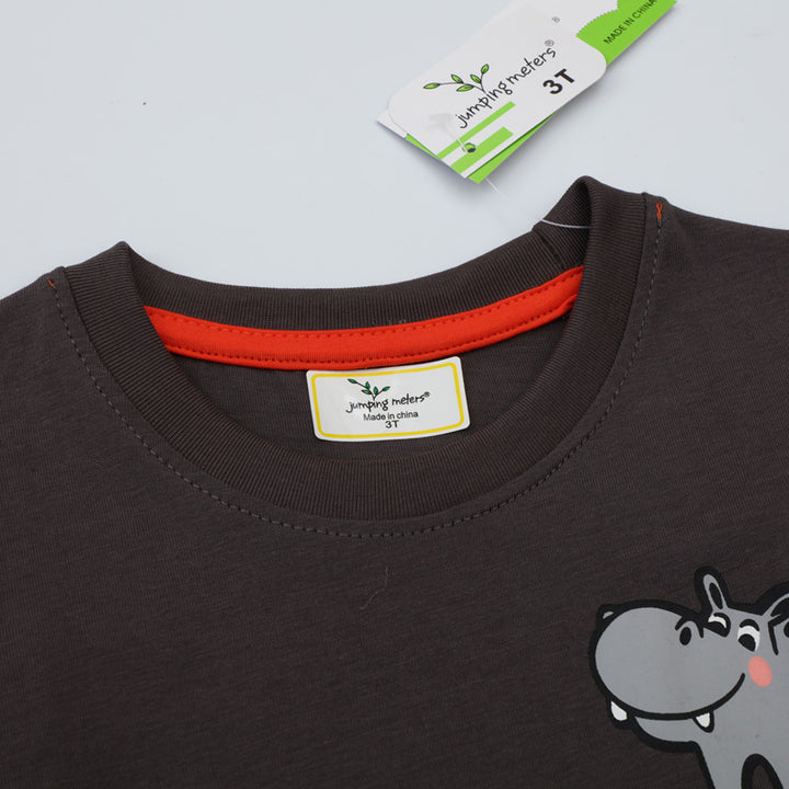 Jungen T-Shirt mit lustigem Nilpferd-Applikation Drune