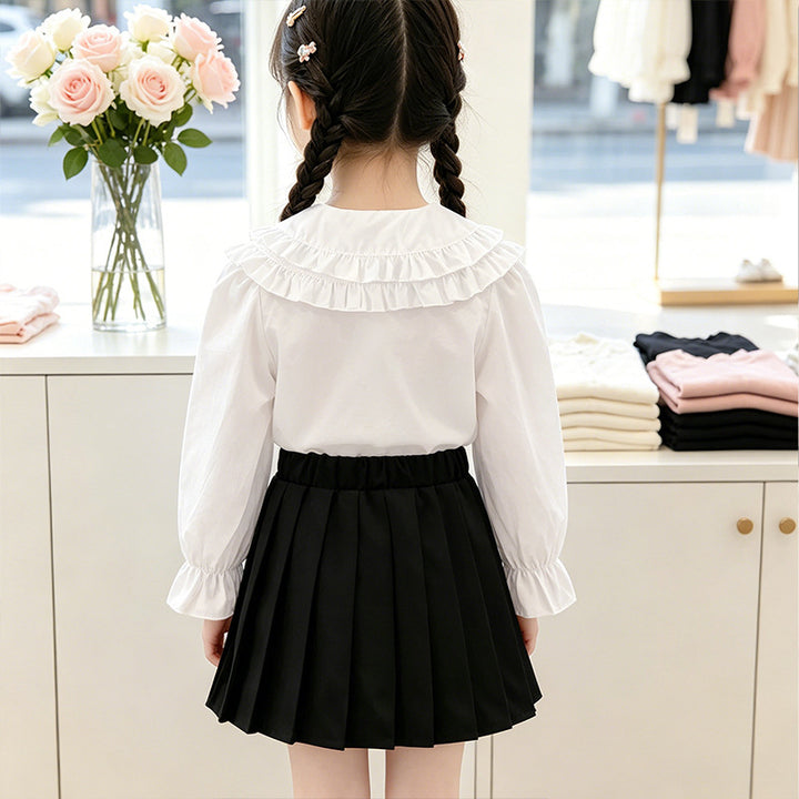 Mädchen elegante Bluse mit Rüschendetails Drune
