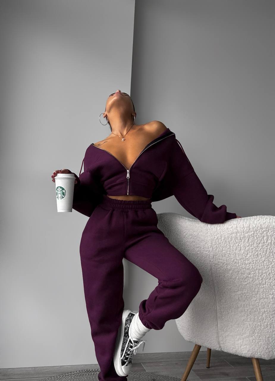 Damen sportliches Cropped-Set mit Weite und Reißverschluss Drune