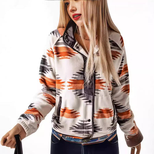 Damen bequemes Fleece-Jacke mit modischem Muster und praktischen Taschen Drune