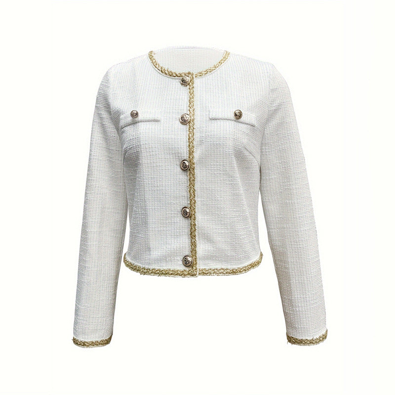 Damen elegante Jacke mit strukturiertem Stoff und modischen Knopfdetails Drune