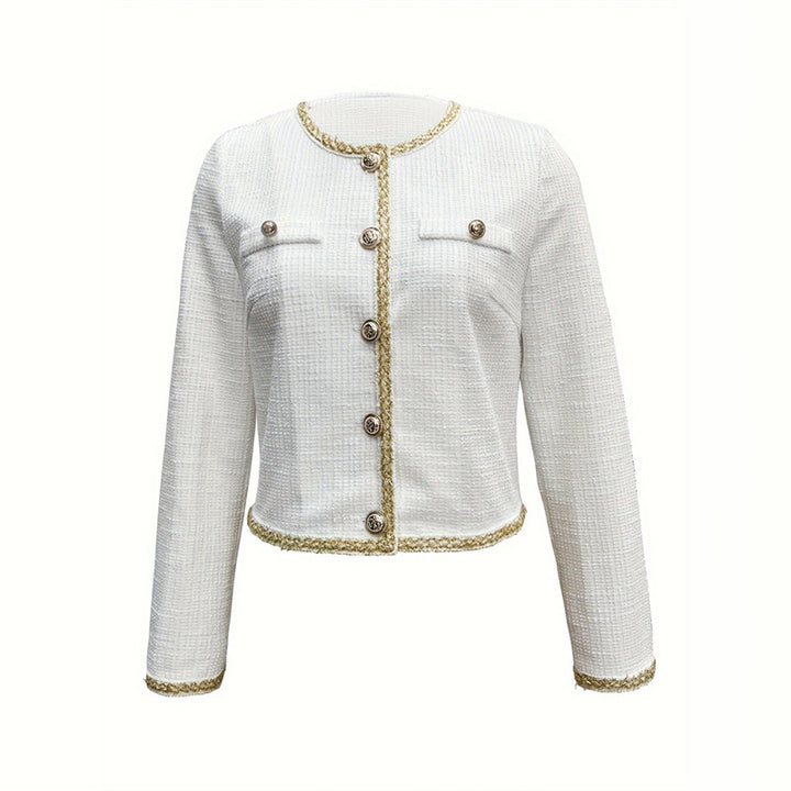 Damen elegante Jacke mit strukturiertem Stoff und modischen Knopfdetails Drune