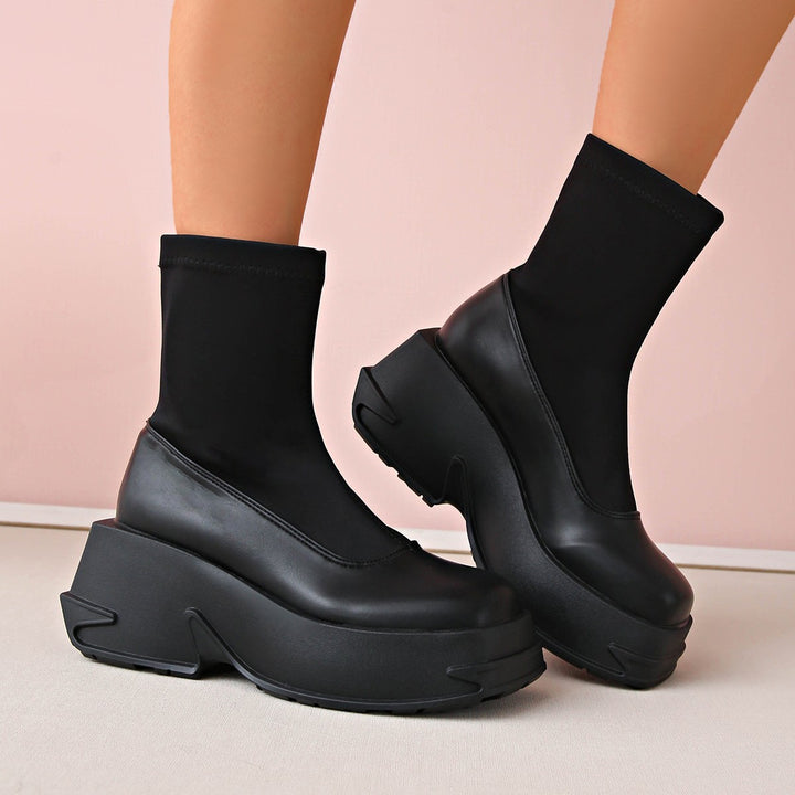 Damen Plateau-Sneaker mit elegantem Sockendesign und rutschfester Sohle Drune