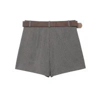 Damen elegante Shorts mit dekorativem Gürtel Drune