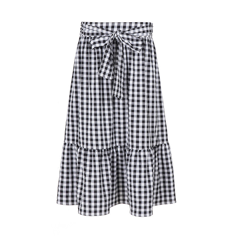 Damen Fließender Viskose-Rock mit taillierter High-Waist und Rüschensaum Drune