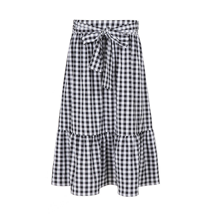 Damen Fließender Viskose-Rock mit taillierter High-Waist und Rüschensaum Drune