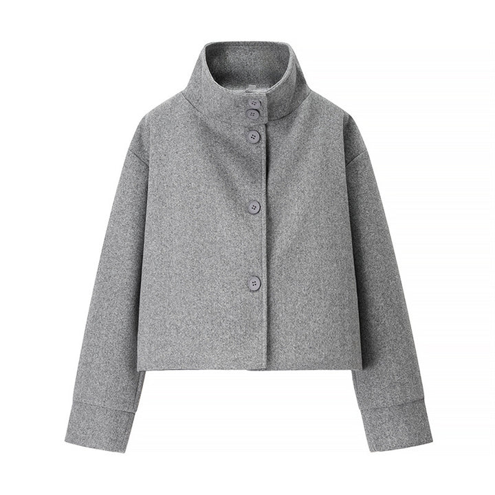 Damen elegante modische Jacke mit hohem Kragen und Kroppen-Schnitt Drune