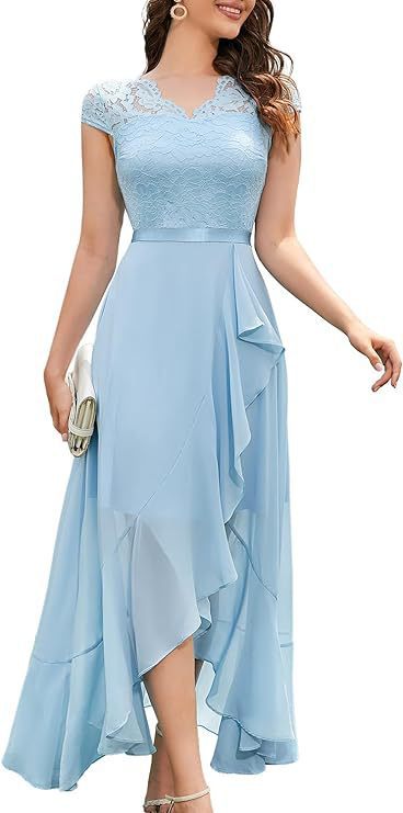 Damen High-Low Spitzen Abendkleid Drune