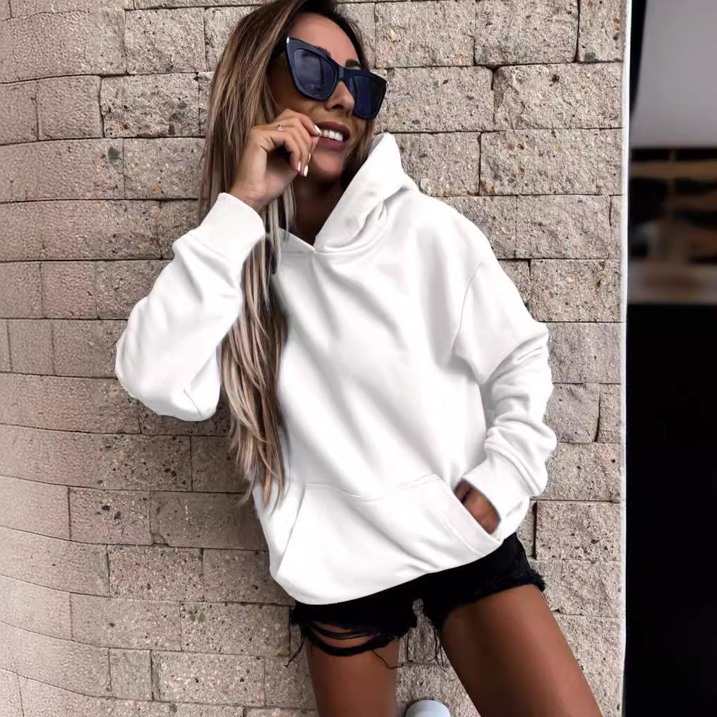 Damen Übergröße Fleece Pullover Hoodie Drune